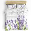 Purple Flower Lavender White Duvet Cover with Pillow Case Custom 3pcs Bedding Set Quilt Cover Double Bed Home Textile