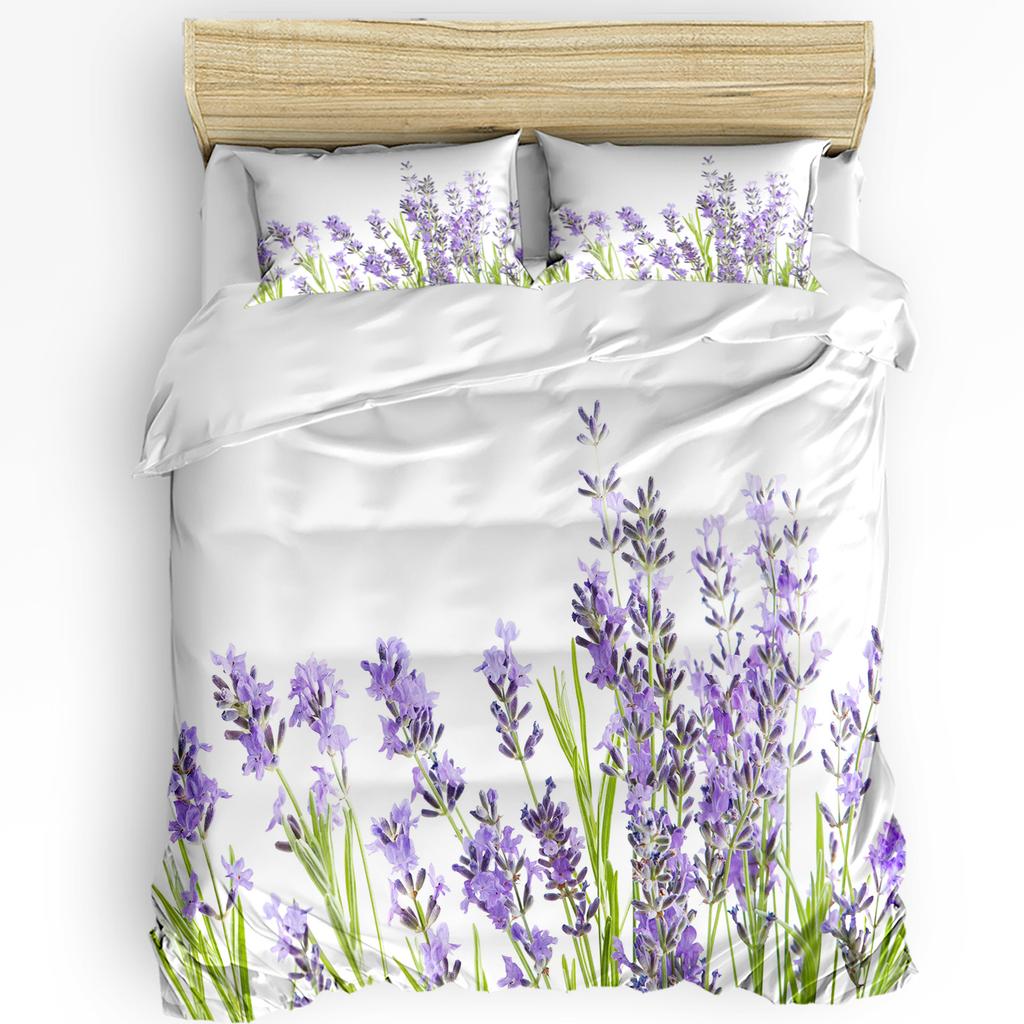 Purple Lavender Green Leaves Plant Flower Duvet Cover Bed Bedding Set Home Quilt Cover Pillowcases Bedroom Bedding Set No Sheet