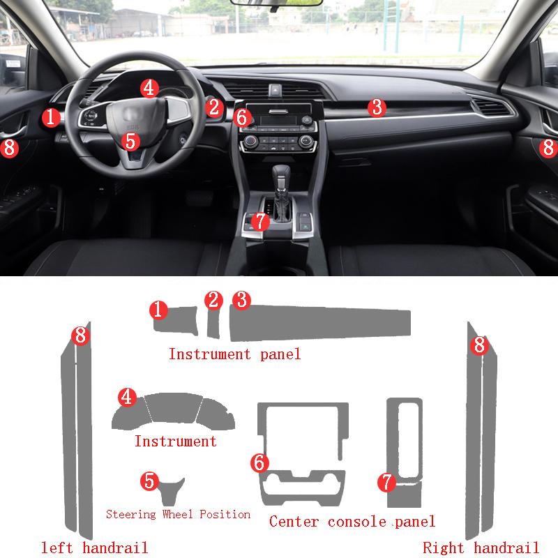 Для Honda Civic Внутренняя Центральная Консоль Панель Воздуховодов Панель Рулевого Колеса ТПУ Прозрачная Защитная Пленка от Царапин
