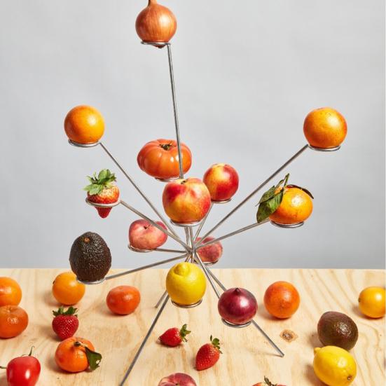 Взрывающаяся фруктовая ваза Искусство Плавающая подставка для фруктов Полная вентиляция на 360 градусов Сохраняет свежесть Металлическая скульптура для украшения кухонного стола