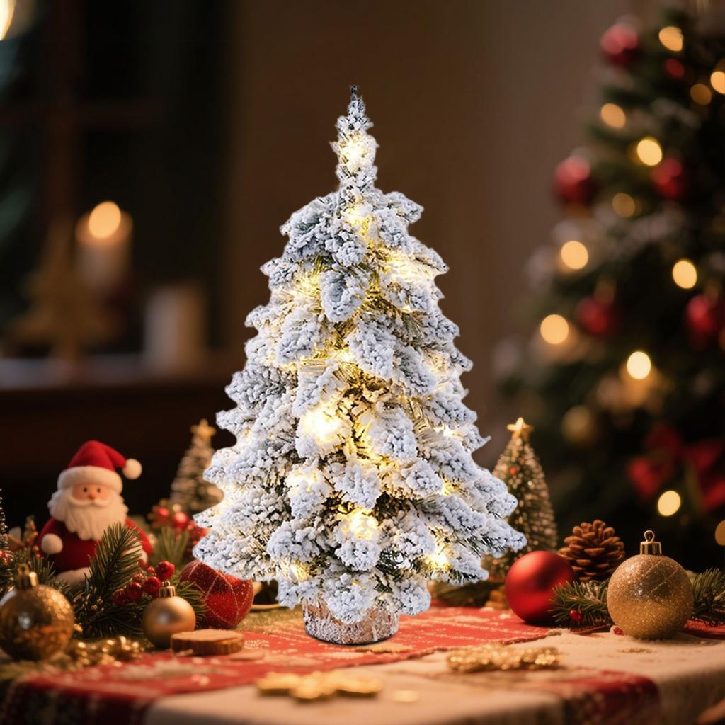 Рождественская заснеженная флокированная елка Маленькое украшение для елки Настольные украшения