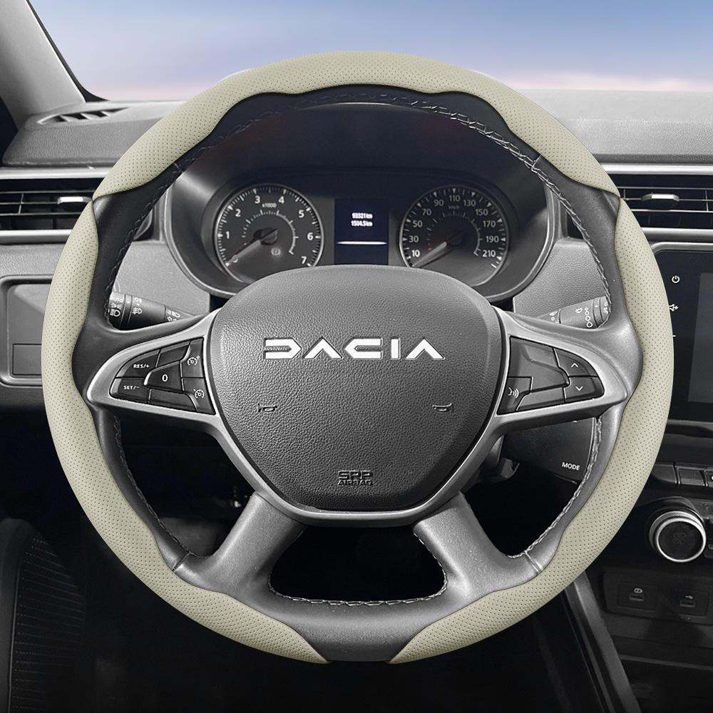 Suitable for Dacia Breathable Leather Steering Wheel Cover with Segmented Quick-Release Design, Non-Slip and Durable, for Sandero Stepway Duster PP24
