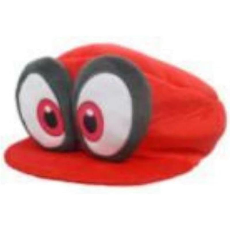 Cartoon Plush Hat, Mario Odyssey Costume Accessory, Soft Red Plush Mario Cap with Eyes, Perfect for Cosplay, Halloween, Birthday Gifts
