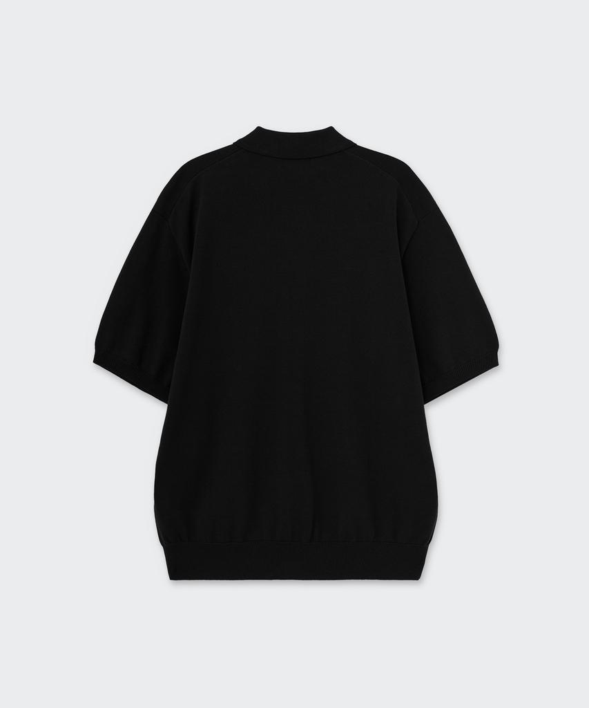 Musinsa Standard Washable Supima Cotton Collared Short Sleeve Cardigan [Black]