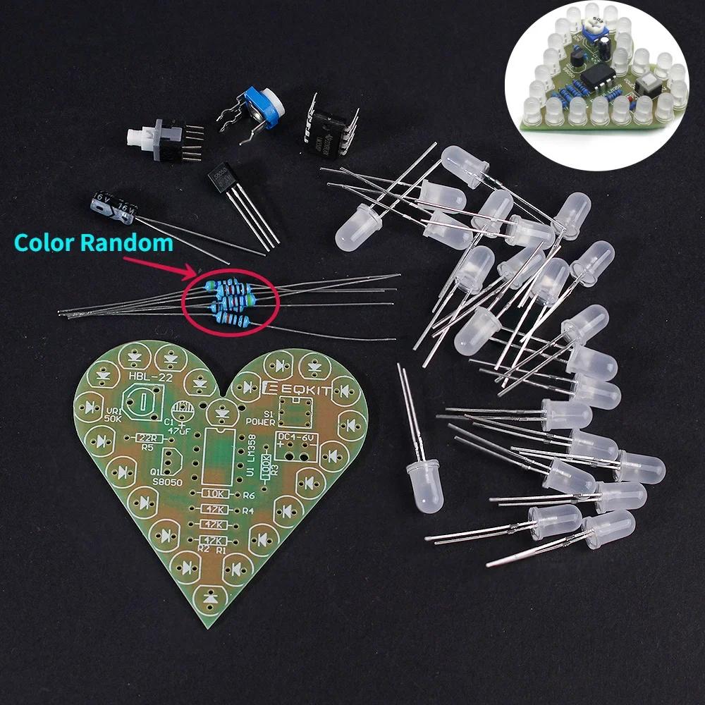 DIY Kit Heart Shape LED Breathing Light Electronic Kit DC 4V-6V White Red Blue Electronics Components Welding Practice Board