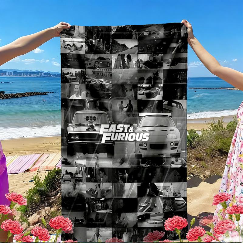 Fast & Furious Print Beach Towel, Versatile Lightweight Absorbent Beach Towel for Pool Surf Yoga Bathroom, Perfect Birthday Holiday Gift