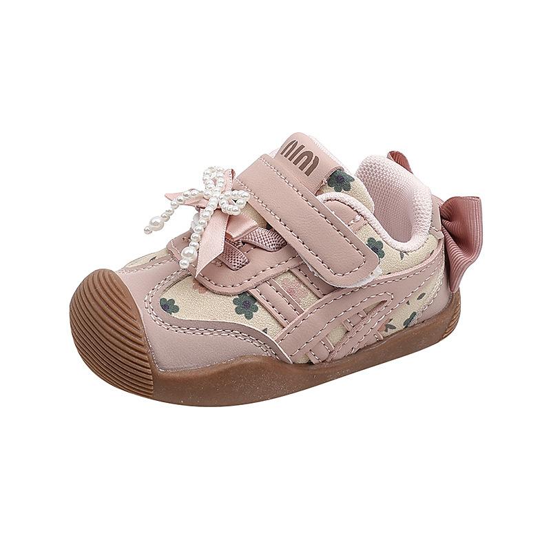 Baby girl's toddler shoes with soft soles, new autumn model, infant sports shoes, non-slip, with bow, Korean style, girls' shoes for toddlers