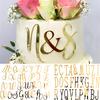 Golden Mirror Acrylic Cake Decoration Happy Birthday English Alphabet Roman Number Wedding Party Cake Topper Cupcake Insert Flag