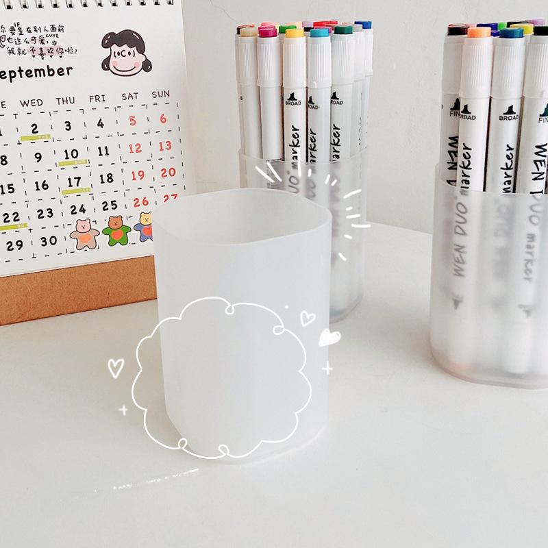 2pcs Desktop Transparent Round Plastic Pen Holder, Multifunctional Stationery Organizer, Student Pen Stand, Storage Tube