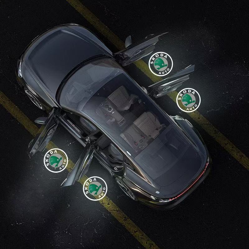 AAAJB1 2pcs Car Door Welcome Light Led HD Projector Lamp Courtesy Lights for Skoda VRS Kodiaq Karoq RS Superb Octavia Yeti Fabia Rapid