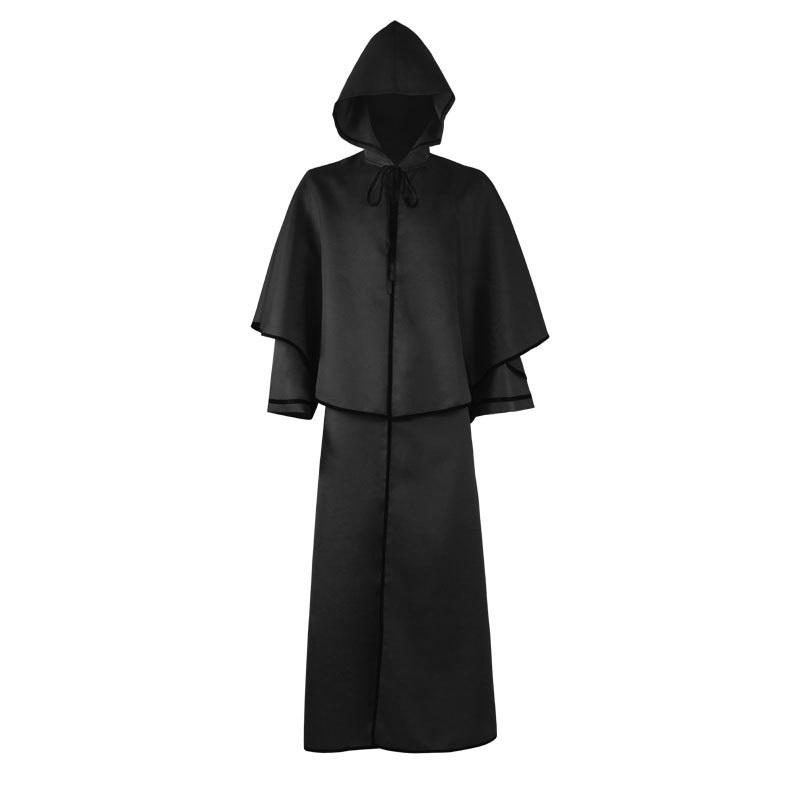 Halloween Medieval Hooded Cloak Vintage Wizard Robe Wizard Death Cloak Cosplay