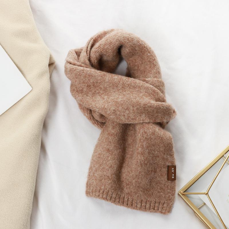 Solid Color Knitted Scarf Women's Autumn and Winter Thickened Warm Scarf Women's Birthday Gift Versatile Couple Scarf