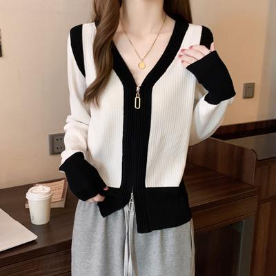 Вязаный кардиган женский топ весна большой размер модный омолаживающий свитер с длинными рукавами