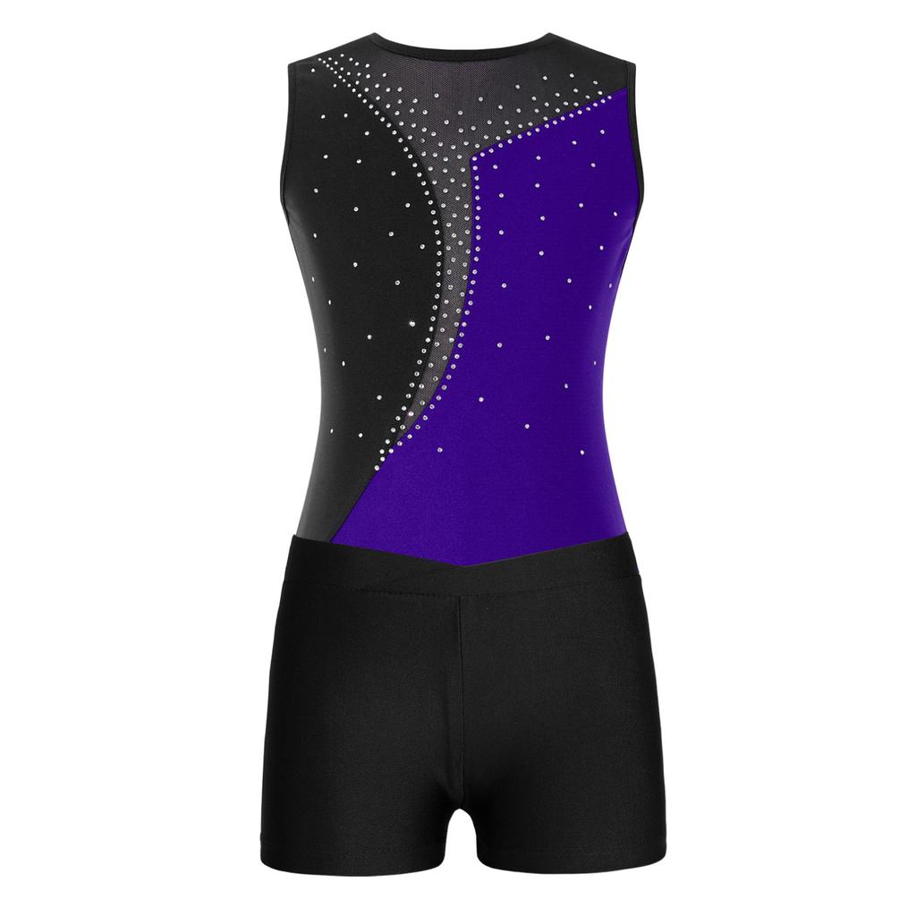 Костюм для танцевальной гимнастики, 2 шт., детский танцевальный комбинезон без рукавов для девочек и шорты, комбинезон, велосипедки