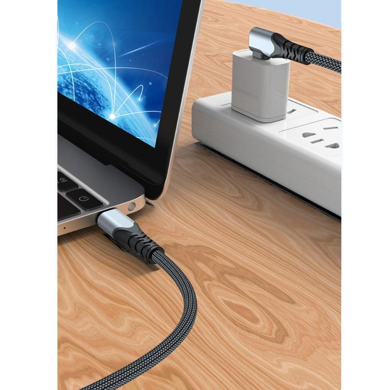 Мобильный телефон 90 градусов Быстрая зарядка 100 Вт Быстрая зарядка USB C на USB C Кабель Провод Прямой угол Кабель для передачи данных и зарядки