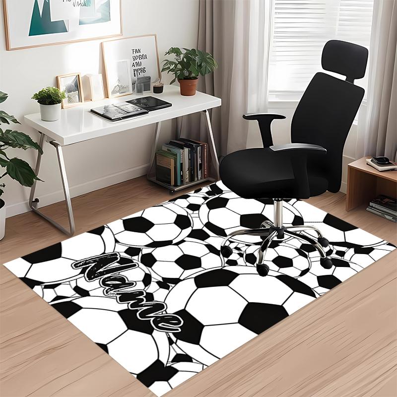Custom Name Soccer Printed Carpet, for Office Chair Living Room Bedroom Kitchen Room Decor Gifts.