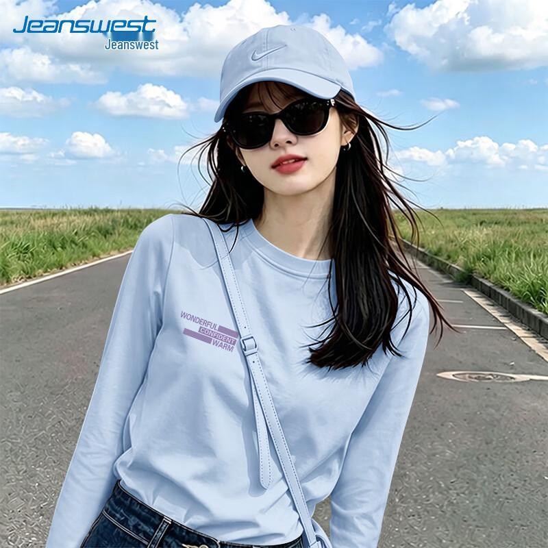 Женская футболка Jeanswest из чистого хлопка свободного кроя с длинным рукавом