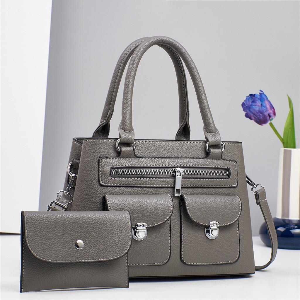Simple Style Large Capacity Pu Tote Bag With Inner Pockets For Women