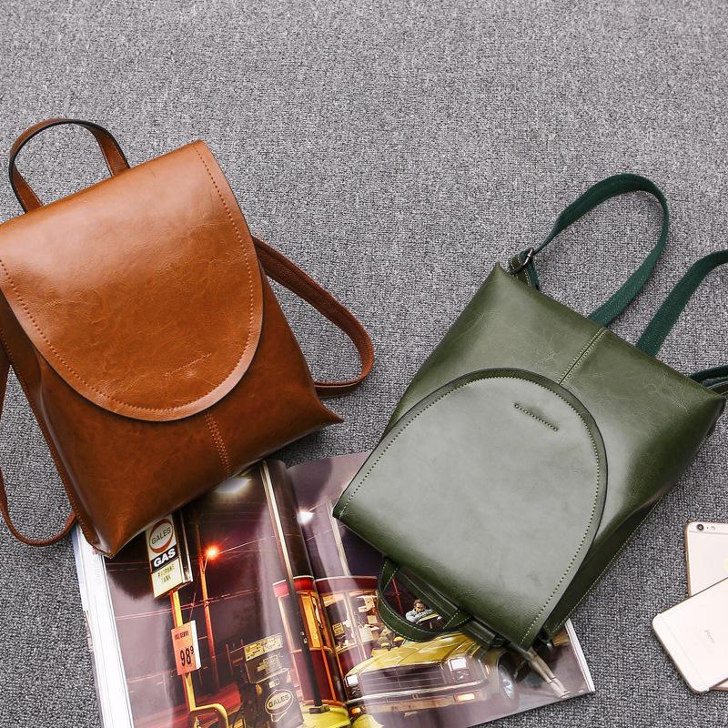New Genuine Leather Women's Bag Soft Face Retro Academy Women's Backpack Backpack Trendy Women's Bag