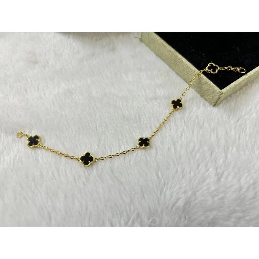 Высококлассный браслет «Четырехлистный клевер», мини-браслет «Шестицветик», браслет из красного халцедона и черного агата, женский браслет