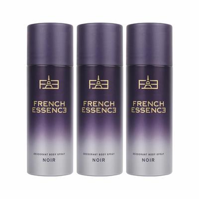 French Essence Noir Дезодорант-спрей для тела для мужчин Упаковка 3 x 150 мл - 5,07 жидк. унц.. Каждый