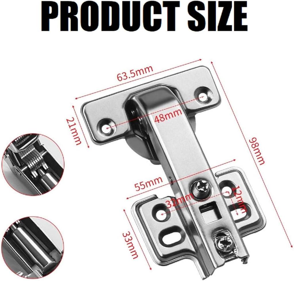Cabinet Hinges 90 Degree Soft Close Concealed Full Overlay Kitchen Hinges Silver 4 Pack