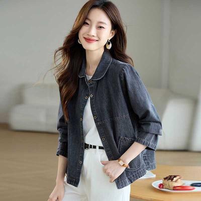 Женская джинсовая куртка-рубашка, повседневная, элегантная, универсальная, тонкий топ для ранней осени и весны