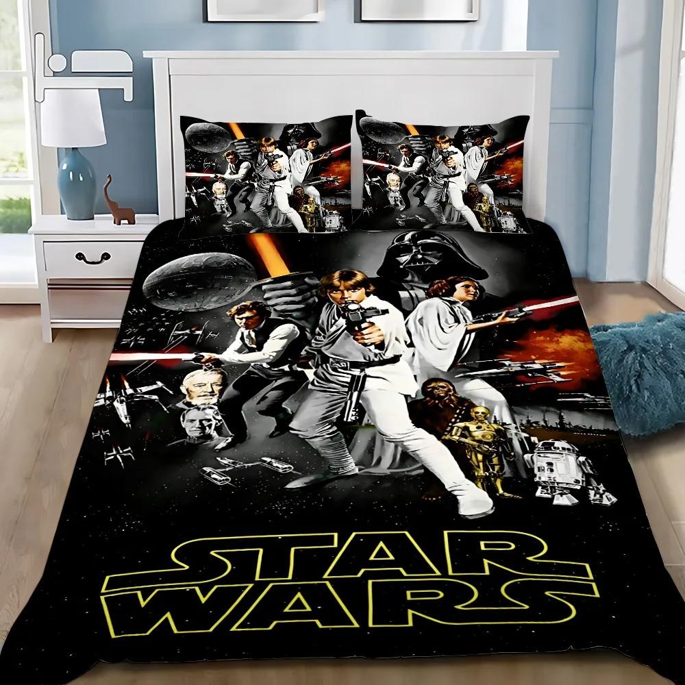 Anime 3D Sci-Fi War Print Bedding Set, Darth Duvet Cover Pillowcase 75x50cm, Single Double Bed Duvet Cover 2/3pcs Gift for Boys