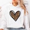Women Hoodies Tops Funny Heart Leopard Print Hoodie Fashion Clothing Casual Female Sweatshirts Heart Leopard Fashion Streetwear
