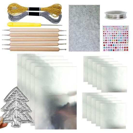 Набор для творчества из фольги Инструменты для тиснения с листами алюминиевой фольги, рулонами проволоки, наклейками, набор для тиснения фольги для рисования, DIY-изготовления, украшения