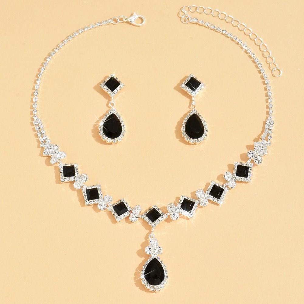 Комплект ювелирных изделий из сияющего кристалла, изысканное ожерелье, свадебные серьги для женщин