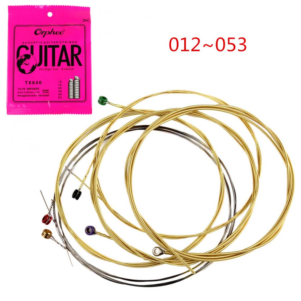 6Pcs/Set Acoustic Guitar String 012-053 Phosphor Bronze Strings Nickel Full Bright Tone & Medium