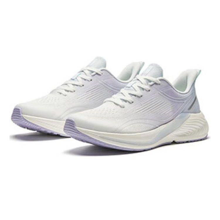 Anta Comfortable Simple Shock Absorbing Non-Slip Low-Top Running Shoes Women Sneakers White Gray Purple 122425540-5
