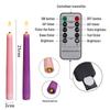 4pcs LED Taper Candles Pink Flameless Wedding Candle Timer Remote Battery-operated Table Home Decoration Electronic Candle