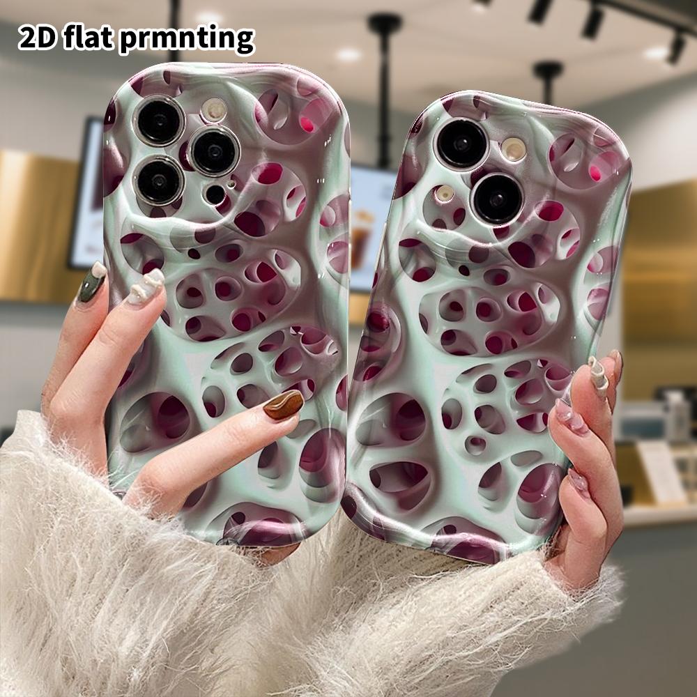 Phone case: 2D flat design, suitable for iPhone 18, 17, 16, 15, 14, 13, 12 Pro protective cases, phone decoration, multi-hole abstract surface, Hallow