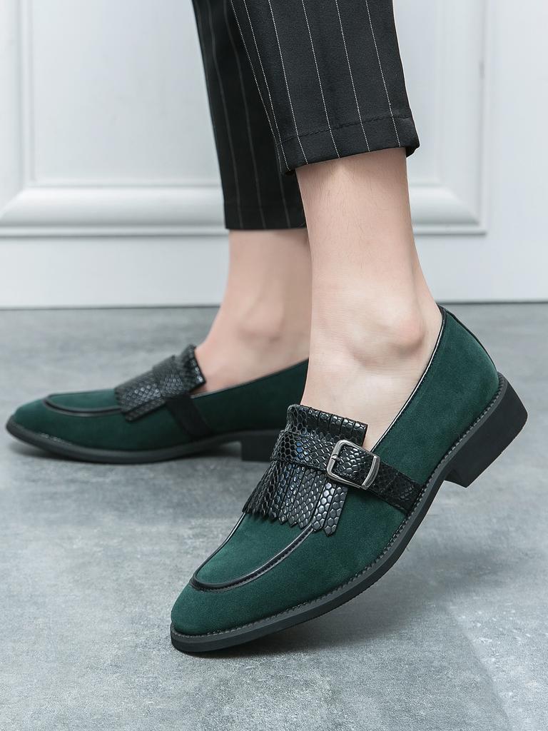 New Casual Business Shoes For Men Trend Green British Style Formal Leather Tassels Leather Shoes Men’s Dress Shoes