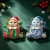 Enamel Finish Cat Brooch Crystal Accents Christmas Brooch Gifts Enamel Lapel Pin  Coat Accessories