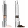 Morningplace Stainless Steel Pepper Mill, One-Push Operation, Salt and Pepper Spice Mill (Set of 2)