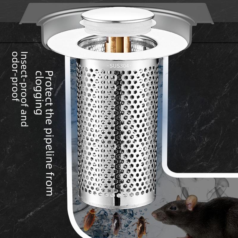 Всплывающий слив для раковины с сеткой-фильтром и заглушкой против запаха