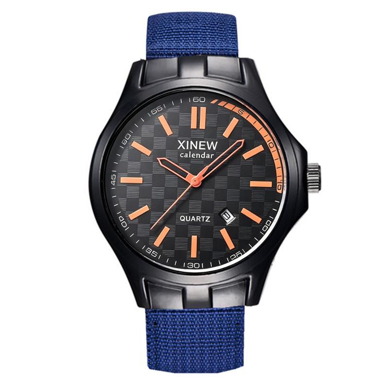 Reloj Hombre XINEW Brand Students Watches Men Boys Fashion Nylon Band Date Gifts Watch Black Relogio Masculino Montre Homme