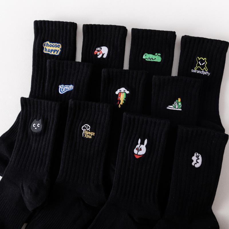 Cityboy Мужские модные носки до середины икры с мультяшной вышивкой - Спортивные носки с влагоотводящим эффектом для осени и зимы