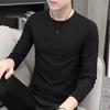 Мужская однотонная футболка с длинным рукавом и круглым вырезом для повседневной носки, легкая футболка средней длины из повседневного спортивного материала