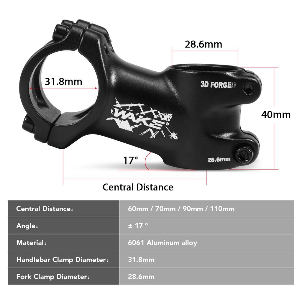 17 Degree Bicycle Stem Ultralight Bicycle Stem Mountain Road Bike Stem for 31.8mm Handlebar