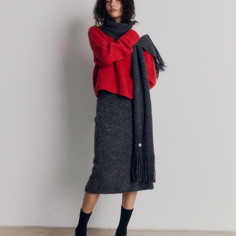 Шарф-муфта с бахромой из альпаки Мэгги Перу (Темно-серый)