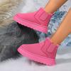 2025 Autumn and Winter New Women's Thick Soled Snow Boots Cotton Shoes with Velvet Solid Color Warm Round Head Hooded Cotton Boots