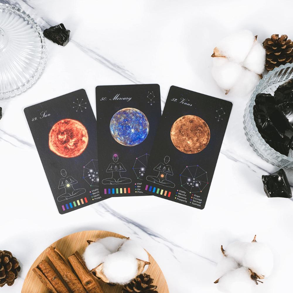 Карты исцеления с кристаллами 12x7 см, электронный путеводитель по играм Oracle Deck, 60 шт. Карты (48 кристальных карт и 12 карт зодиака)