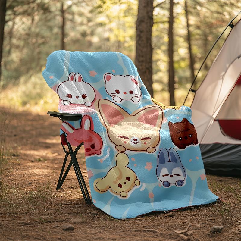 1pc Kpop Team8 Theme Blanket - Digital Print, Polyester, Cozy for All Seasons, Perfect for Outdoor, Camping, and Travel
