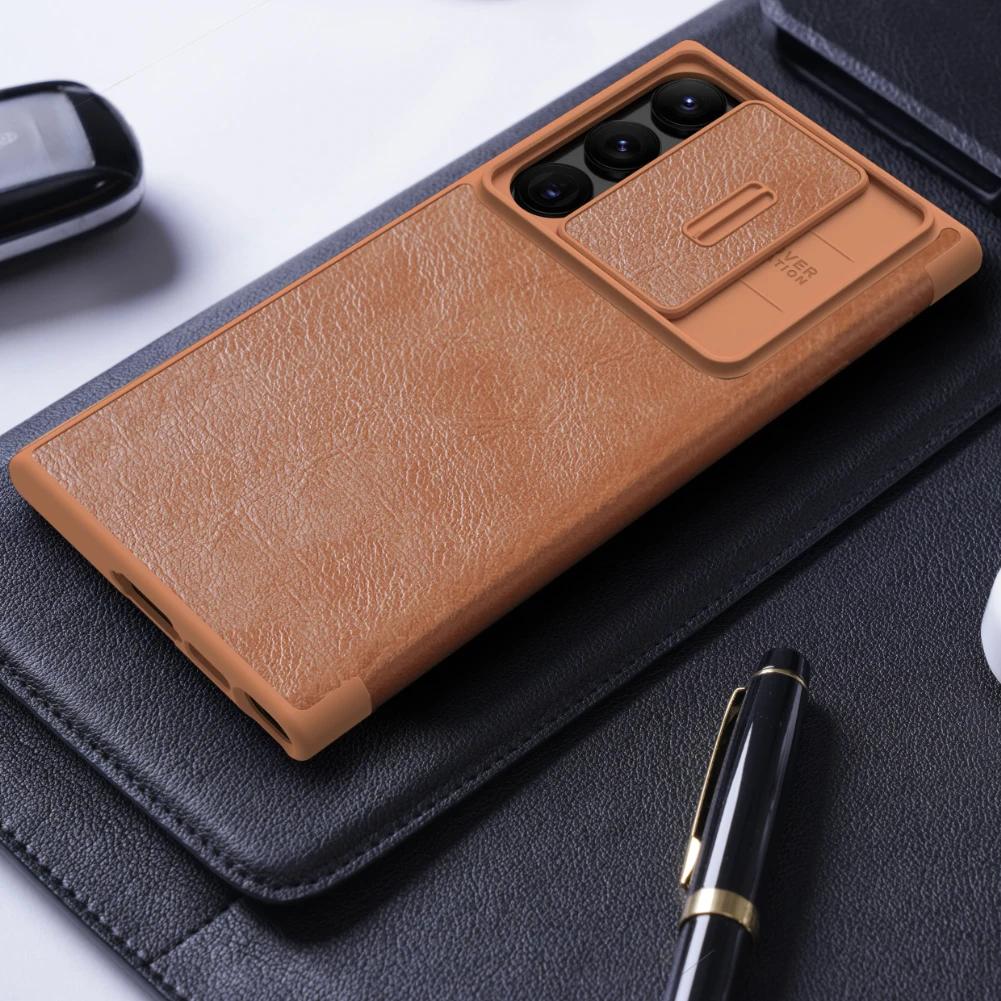 NILLKIN For Samsung Galaxy S23 Ultra with Slide Cover Camera Protection Flip Leather Cover For Samsung Galaxy S23 5G (2026) Case