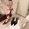 2025 New Summer Design High Heels Woman Pumps Buckle Strap Mules Slippers Sexy Pointed Toe Wedding Banquet Female Shoes