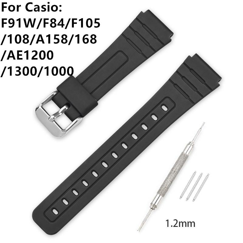 18 мм ремешок из ТПУ-смолы для часов Casio F-91W F-84 F-105/108 A-158/168 AE-1200/1300, водонепроницаемый спортивный браслет, аксессуары